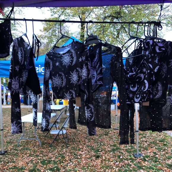 Punky Cosmic Sun Moon Mesh Long Sleeve Crop Top - Picture 15 of 15